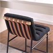 Pemberly Row Black Boucle Fabric Counter Height Chair with Iron Leg Frame