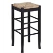 Pemberly Row Square Rush Bar Height Backless Bar Stool - Black