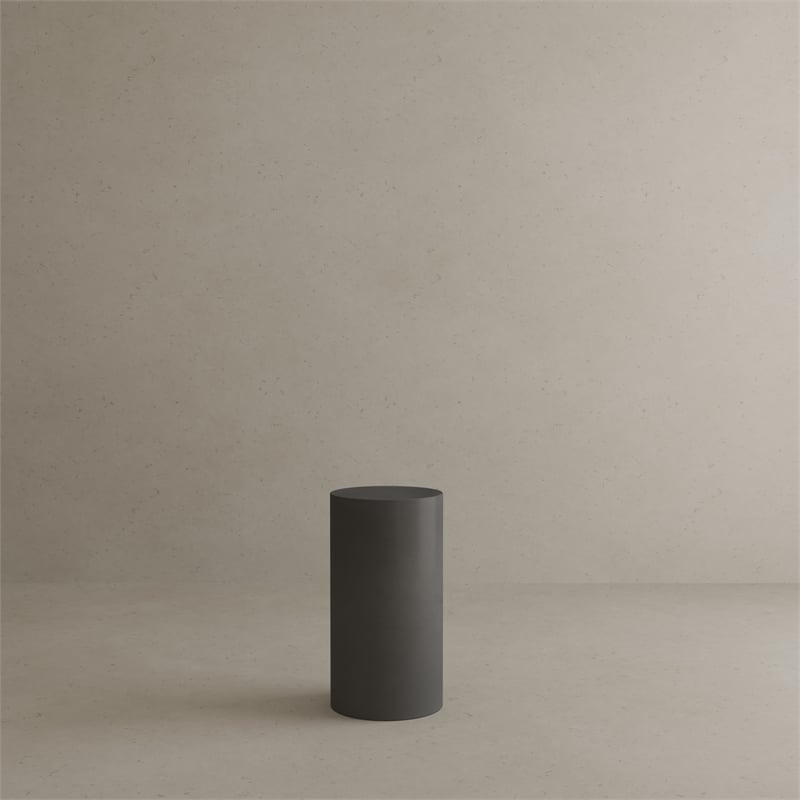 Pemberly Row Contemporary Round Stone Pedestal Low in Black Finish