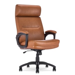 Pemberly Row Executive Big & Tall Ergonomic Office Chair Bonded Leather Cognac