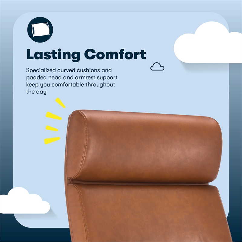 Pemberly Row Executive Big & Tall Ergonomic Office Chair Bonded Leather Cognac