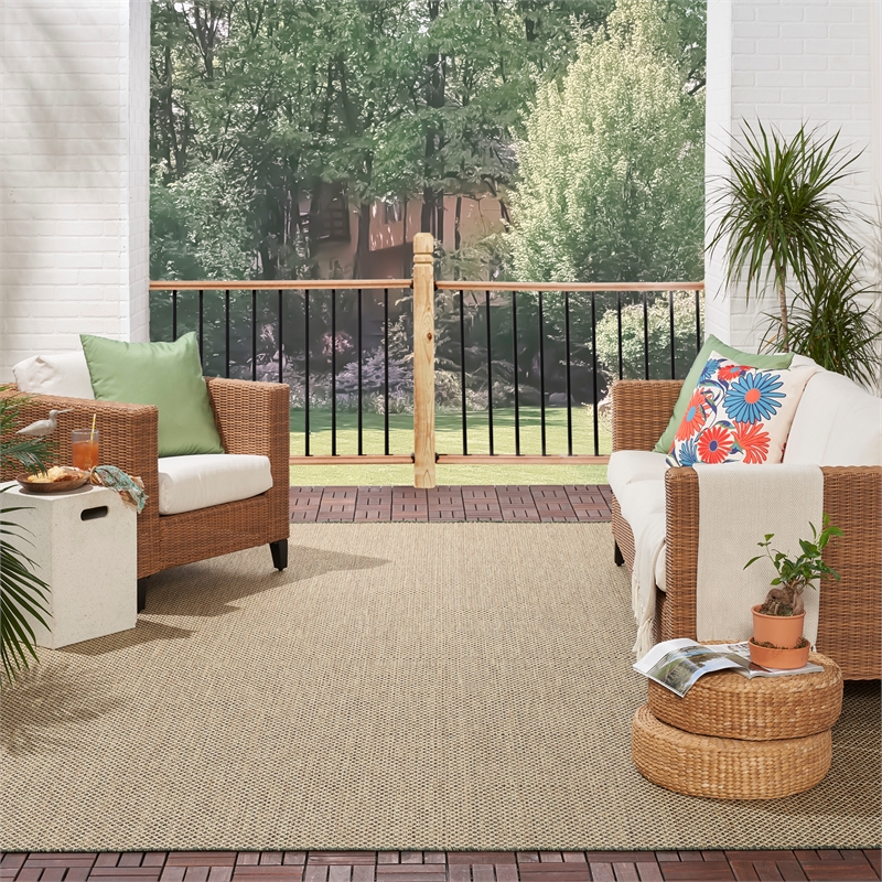 Pemberly Row Contemporary 8' x 10' Green Fabric Geometric Area Rug