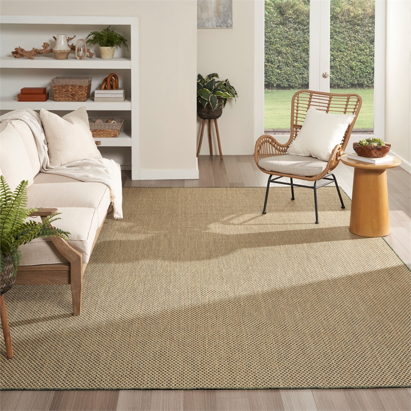 Pemberly Row Contemporary 8' x 10' Green Fabric Geometric Area Rug
