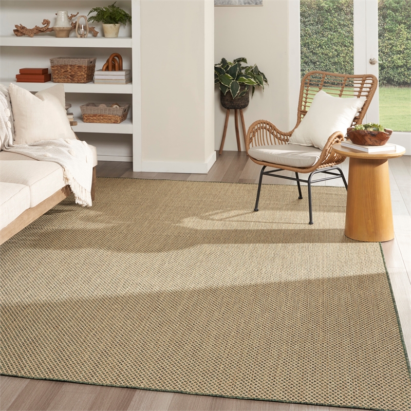Pemberly Row Contemporary 8' x 10' Green Fabric Geometric Area Rug