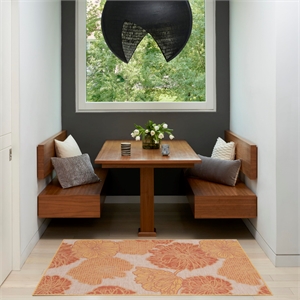 Pemberly Row Contemporary 2' x 4' Coral Polypropylene Area Rug