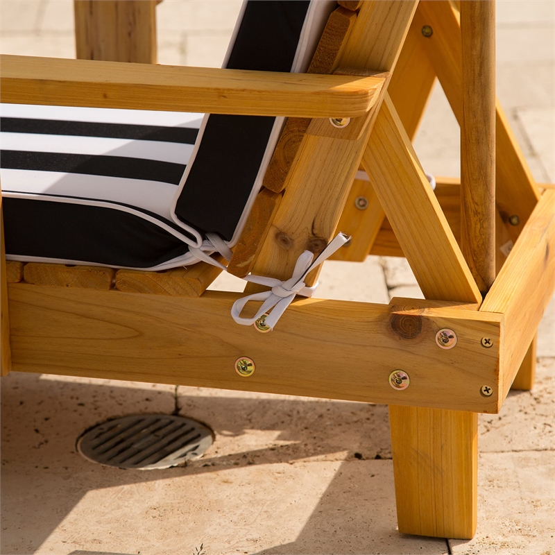 Pemberly Row Contemporary Outdoor Chaise Lounge with Umbrella in Navy