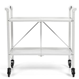 Pemberly Row Transitional Smartfold Folding Serving Bar Cart in White