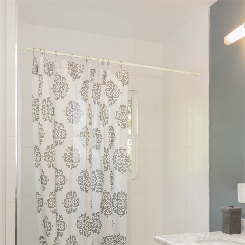 Pemberly Row Classic Adjustable 36-inch to 63-inch Shower Rod in Bone