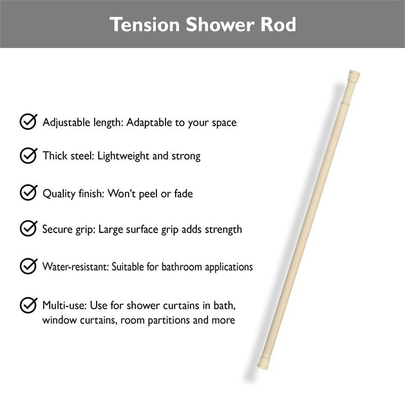 Pemberly Row Classic Adjustable 36-inch to 63-inch Shower Rod in Bone