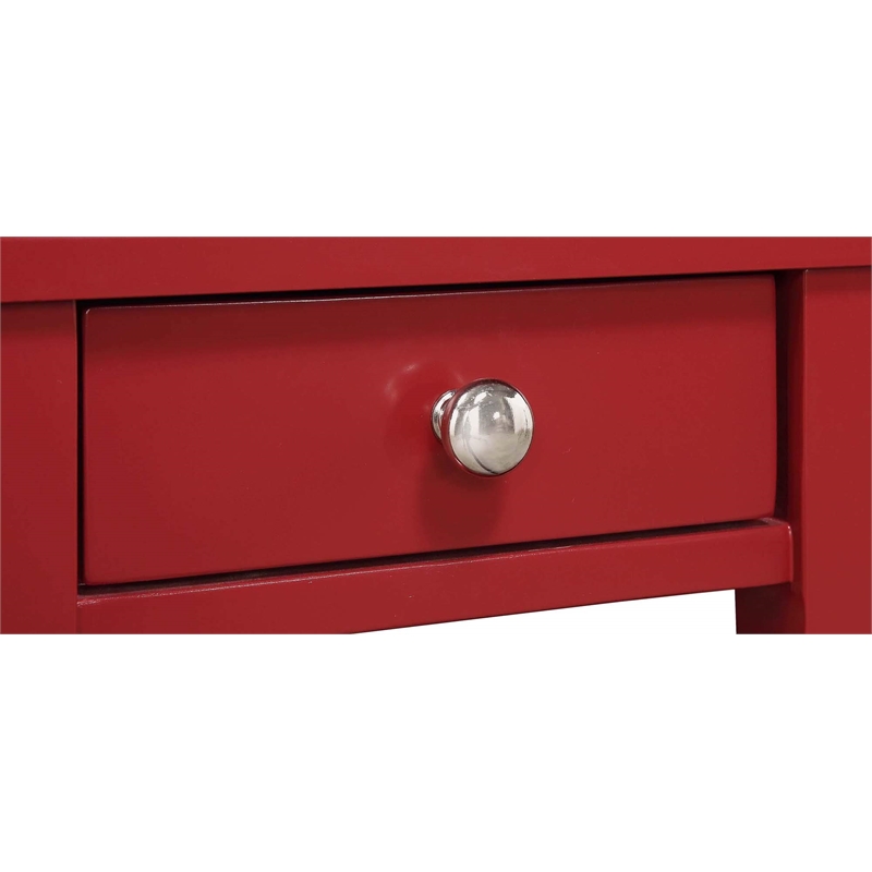 Pemberly Row Three Tier End Table With Drawer in Red Wood Finish