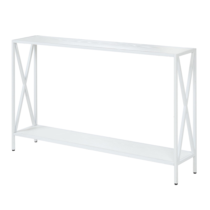 Pemberly Row Console Table in White Wood Finish and Metal Frame