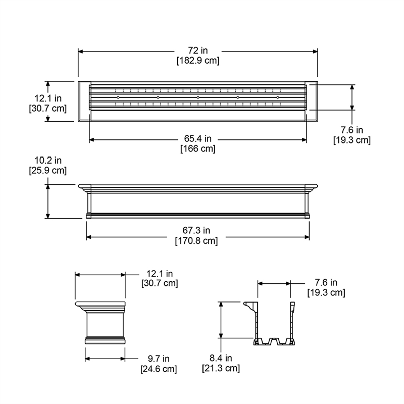 Pemberly Row 6ft Weatherproof Traditional Vinyl Window Box in White