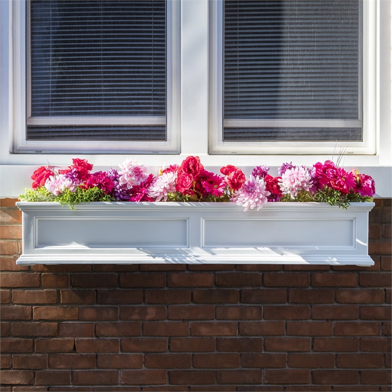 Pemberley Row Polyethylene White Window Box Rectangular Weatherproof 60