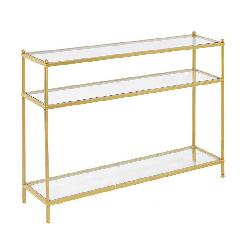 Pemberly Row Contemporary Gold Metal Royal Crest Console Table