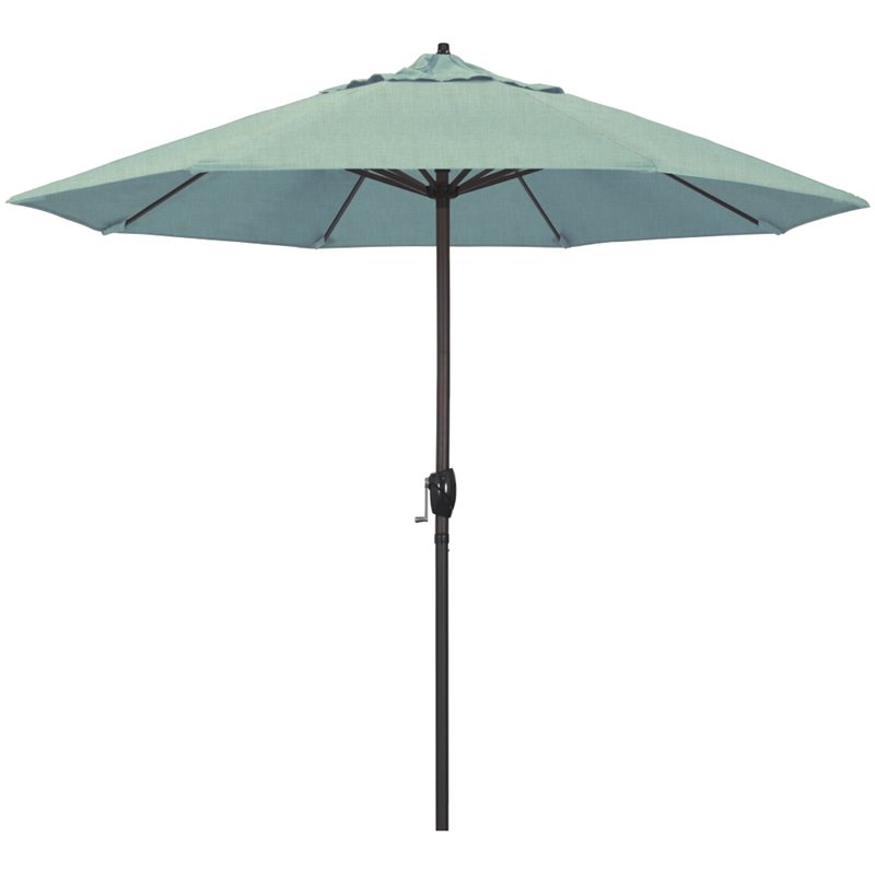 Pemberly Row Contemporary 9' Tilt Crank Lift Patio Umbrella in Spa