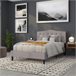 Pemberly Row Contemporary Tufted Full Panel Headboard in Light Gray