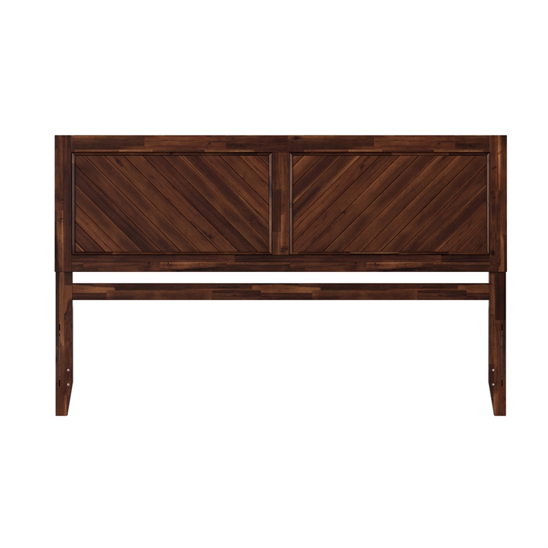 Pemberly Row Contemporary King Solid Wood Headboard in BarnSolid Wood