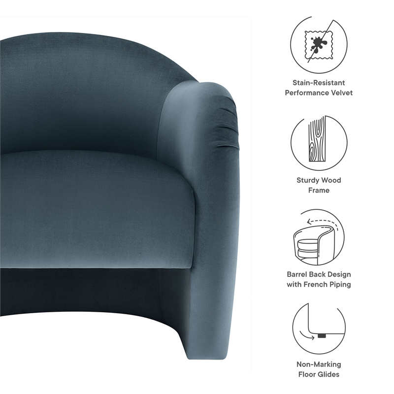 Pemberly Row Contemporary Wood Accent Chair in Cadet Blue Finish