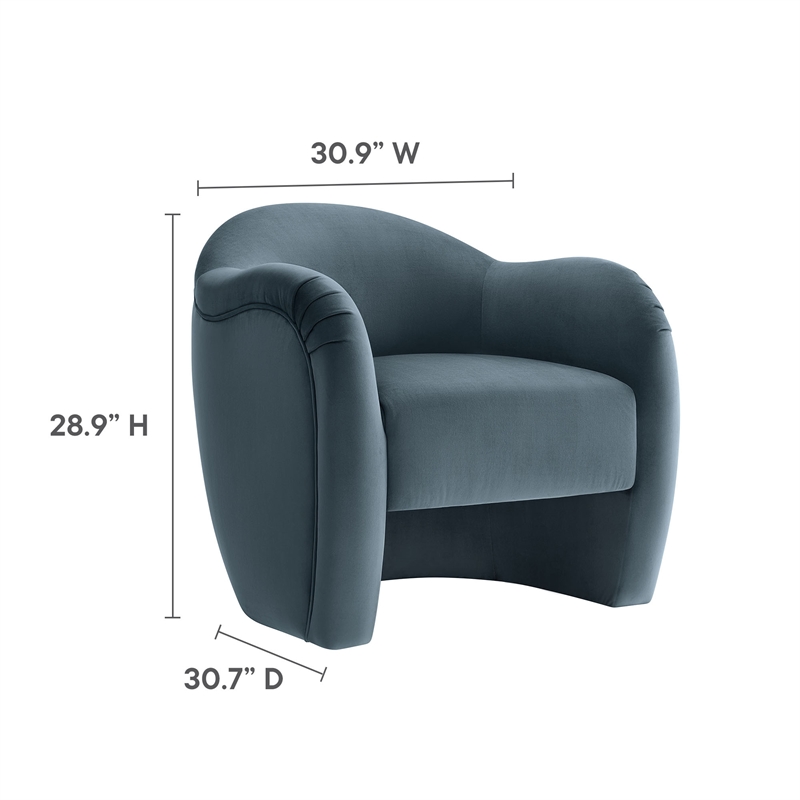 Pemberly Row Contemporary Wood Accent Chair in Cadet Blue Finish