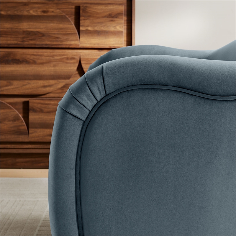 Pemberly Row Contemporary Wood Accent Chair in Cadet Blue Finish