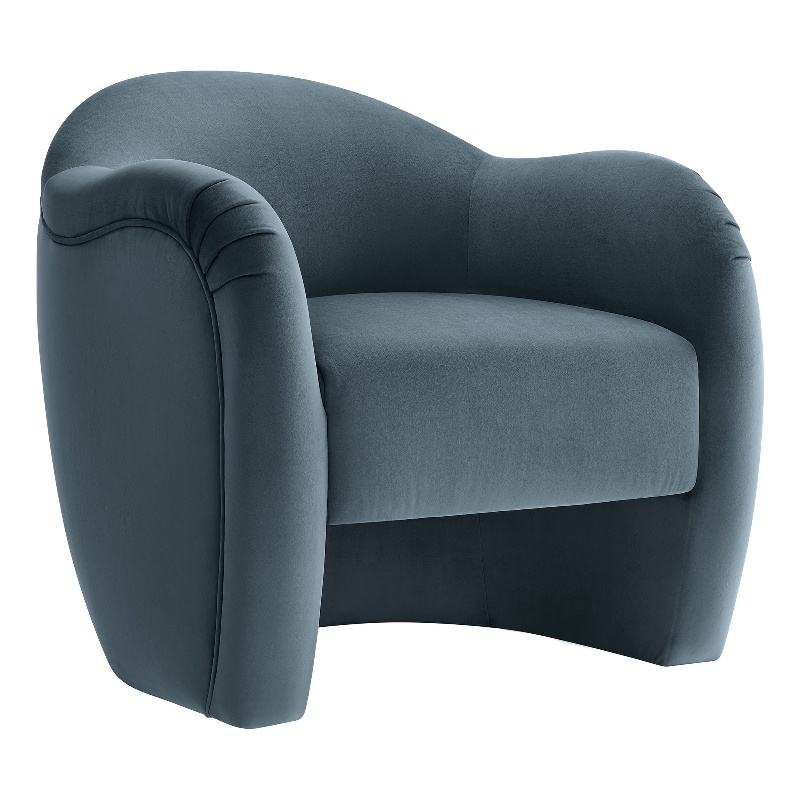 Pemberly Row Contemporary Wood Accent Chair in Cadet Blue Finish