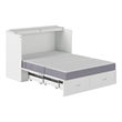 Pemberly Row Full Solid Wood Murphy Bed Chest with Built-In Charger in White