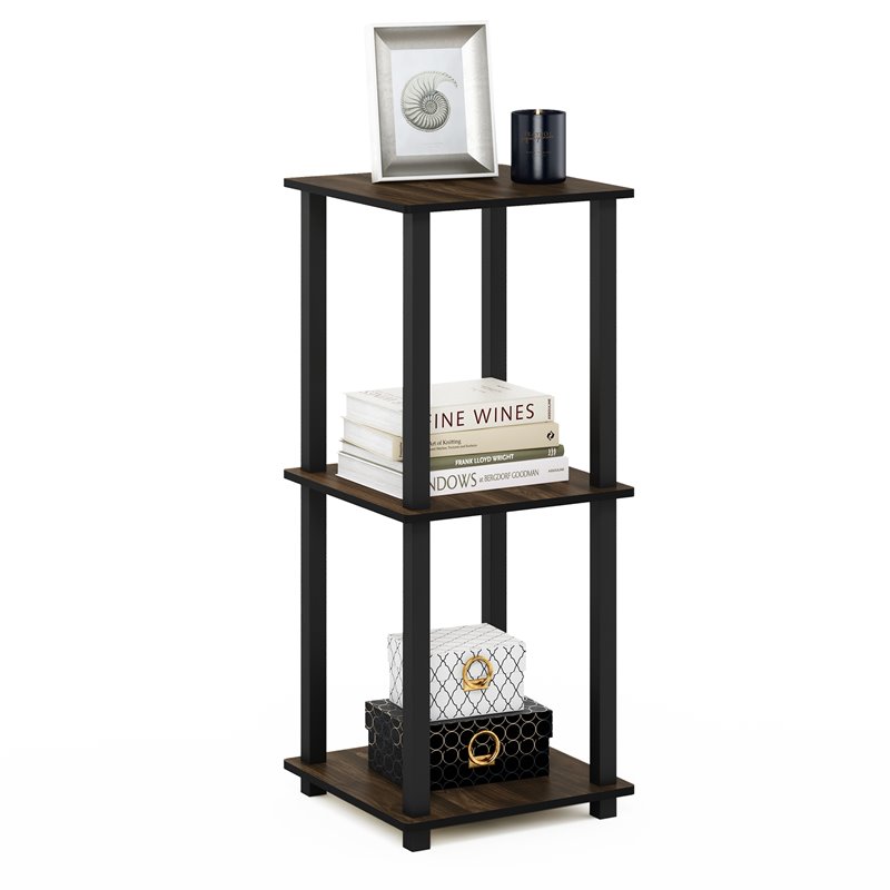 Pemberly Row Engineered Wood Simplistic End Table in Walnut/Black (Set of 2)