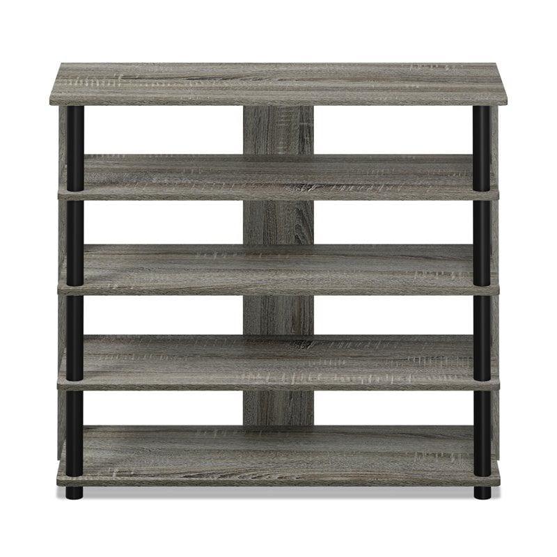 Pemberly Row Turn-N-Tube Engineered Wood 5-Tier Wide Shoe Rack - French Oak Gray