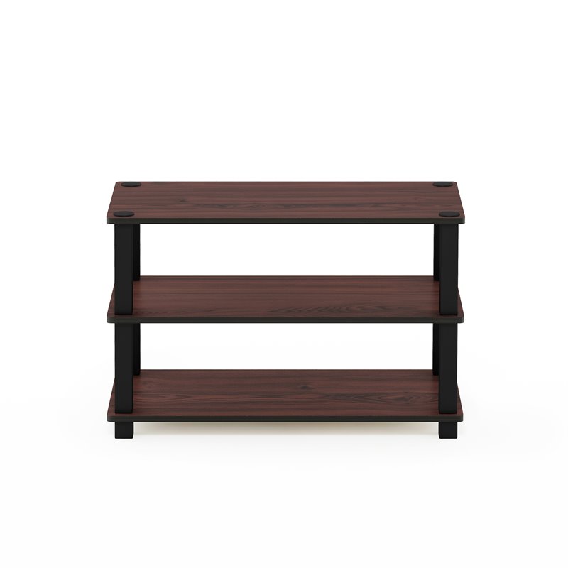 Pemberly Row Turn-S-Tube Engineered Wood 3-Tier Shoe Rack in Dark Cherry/Black