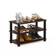 Pemberly Row Turn-S-Tube Engineered Wood 3-Tier Shoe Rack in Dark Cherry/Black