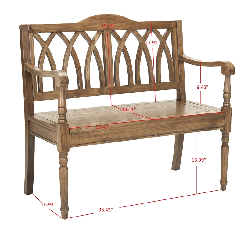 Pemberly Row Modern / Contemporary Pine Wood Bench in Oak Finish