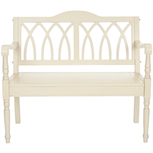 Pemberly Row Modern / Contemporary Poplar Wood Bench in White