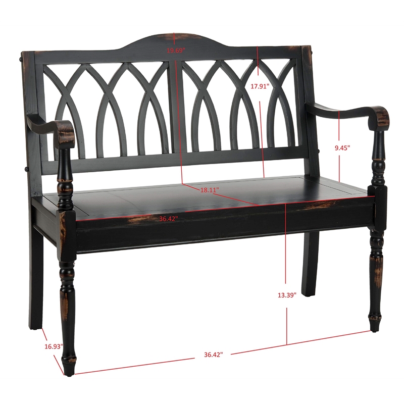 Pemberly Row Modern / Contemporary Poplar Wood Bench in Black
