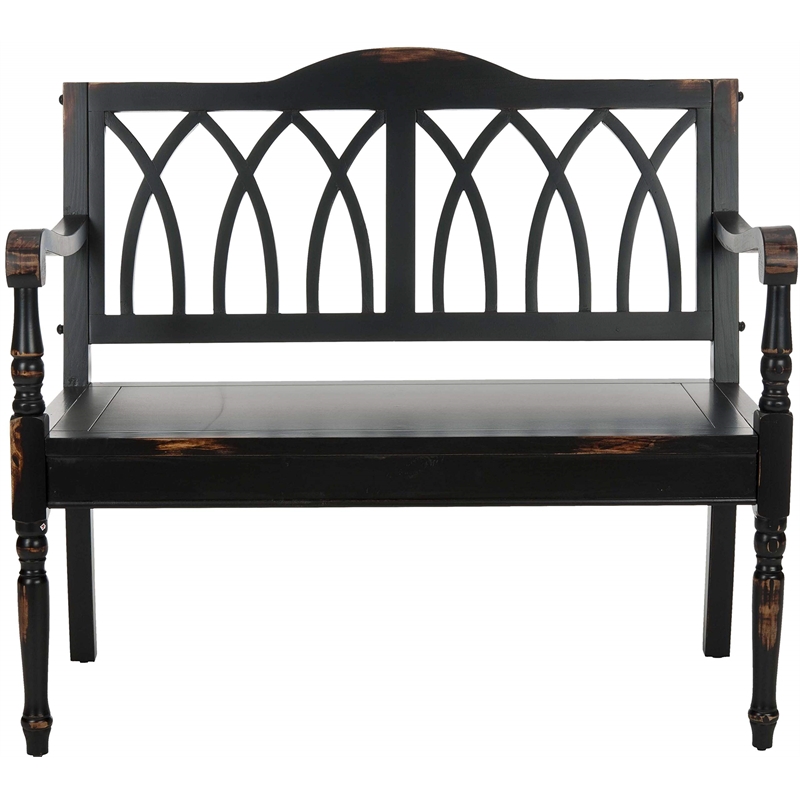 Pemberly Row Modern / Contemporary Poplar Wood Bench in Black