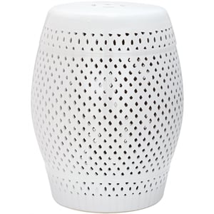 Pemberly Row Contemporary Ceramic Garden Stool in White Finish