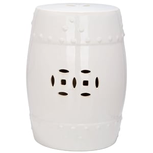 Pemberly Row Contemporary Ceramic Garden Stool in Cream Finish