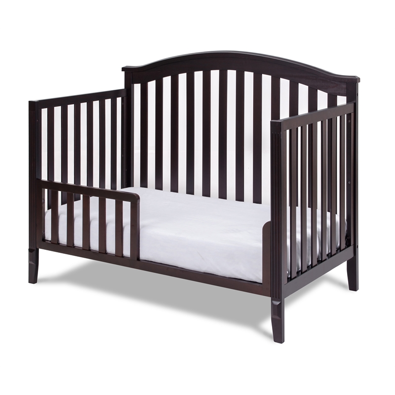 Pemberly Row Contemporary Toddler Bed Guardrail in Espresso Finish