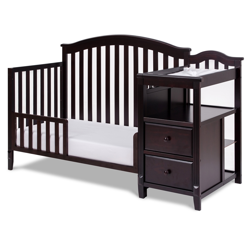 Pemberly Row Contemporary Toddler Bed Guardrail in Espresso Finish