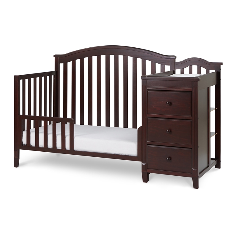 Pemberly Row Contemporary Toddler Bed Guardrail in Espresso Finish