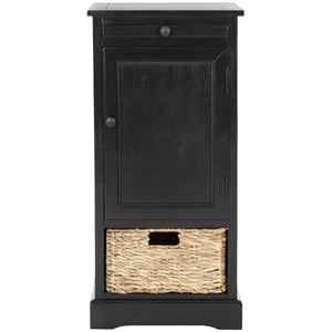 Pemberly Row Contemporary Wood Tall Storage Unit in Black Finish