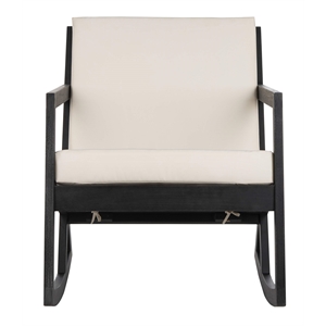 Pemberly Row Contemporary Patio Rocker in Black and White Finish
