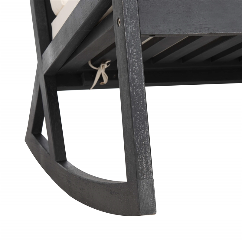 Pemberly Row Contemporary Patio Rocker in Black and White Finish