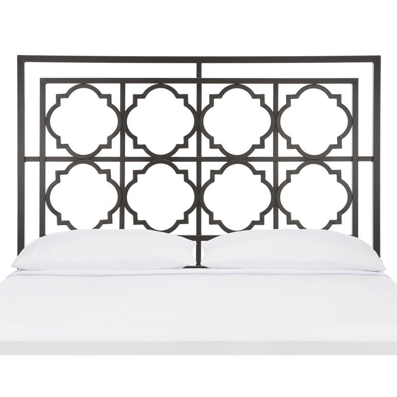 Pemberly Row Contemporary King Metal Headboard in Gunmetal Finish