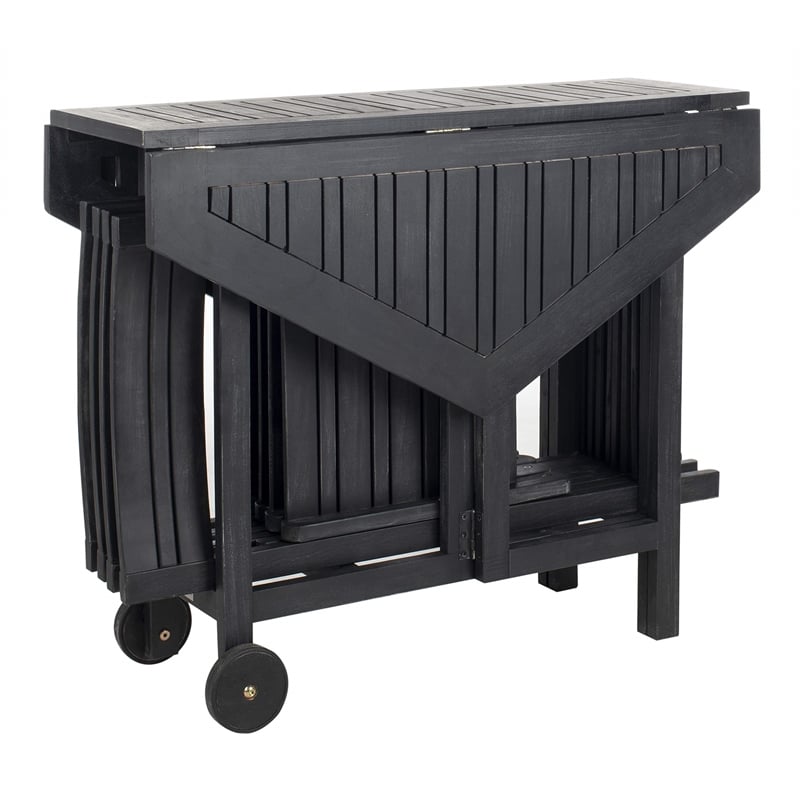 Pemberly Row Contemporary 5 Piece Patio Dining Set in Black Finish