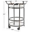 Pemberly Row Contemporary 2 Tier Glass Bar Cart in Gunmetal Finish