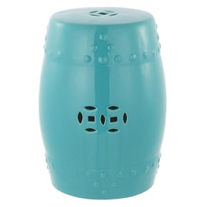Pemberley Row Ceramic Light Aqua Garden Stool