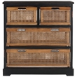 Pemberly Row Contemporary Pine 4 Drawer Storage Unit in Black