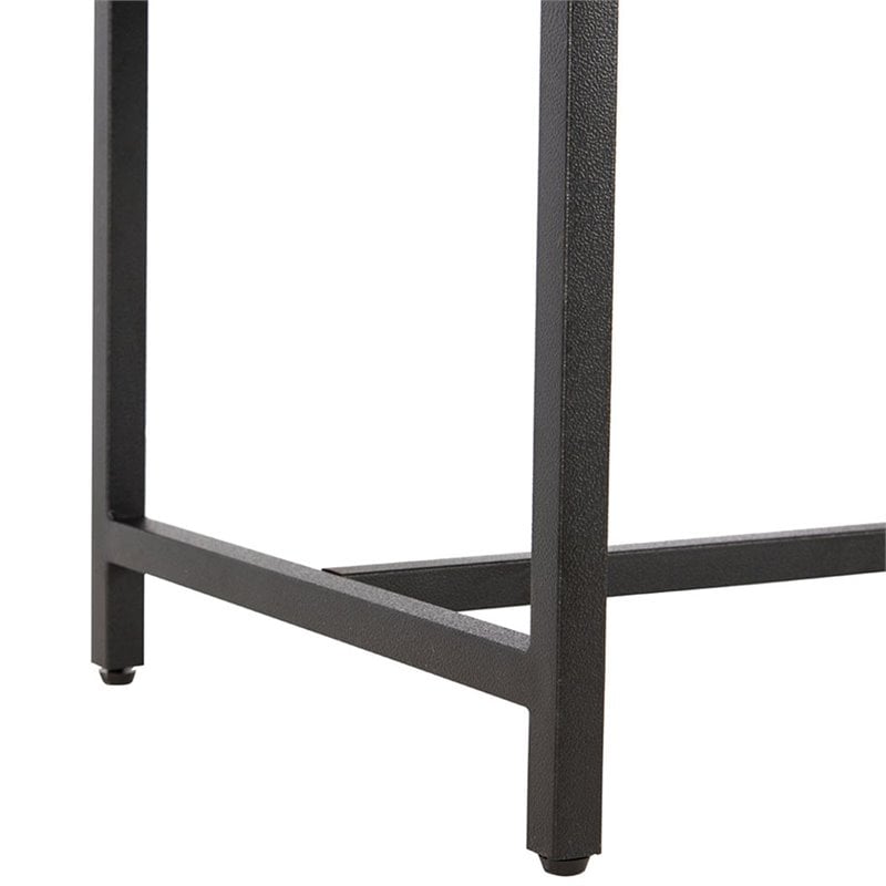 Pemberly Row Contemporary Faux Leather Bench in Gray and Black