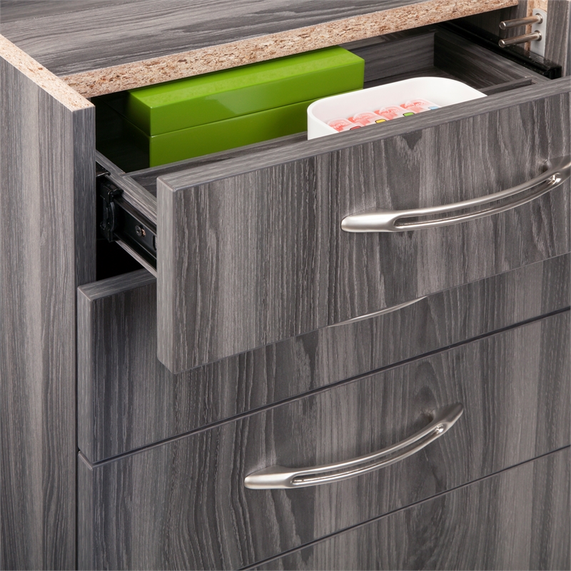Pemberly Row Contemporary 4 Drawer File Cabinet in Gray Steel
