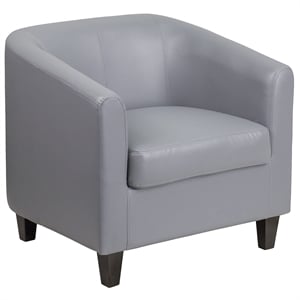 Pemberly Row Contemporary Leather Reception Chair in Gray Finish
